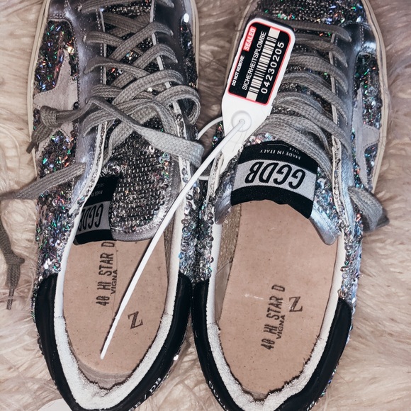 Golden Goose Hi Star sz 40 Silver Sequin Women's - Picture 5 of 5